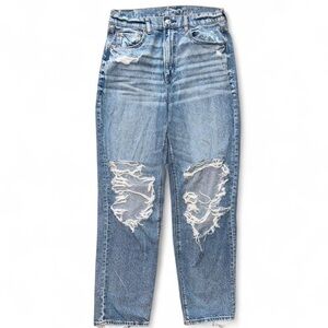 American Eagle Outfitters Distressed High-Waisted Blue Jeans